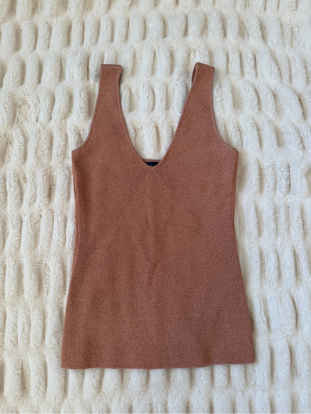 RACHEL Rachel Roy Rust-Tone Knit V-Neck Tank